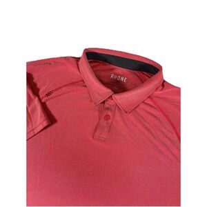 Rhone Delta Pique Washed Red Short Sleeve Performance Golf Polo Shirt Men's Sz L